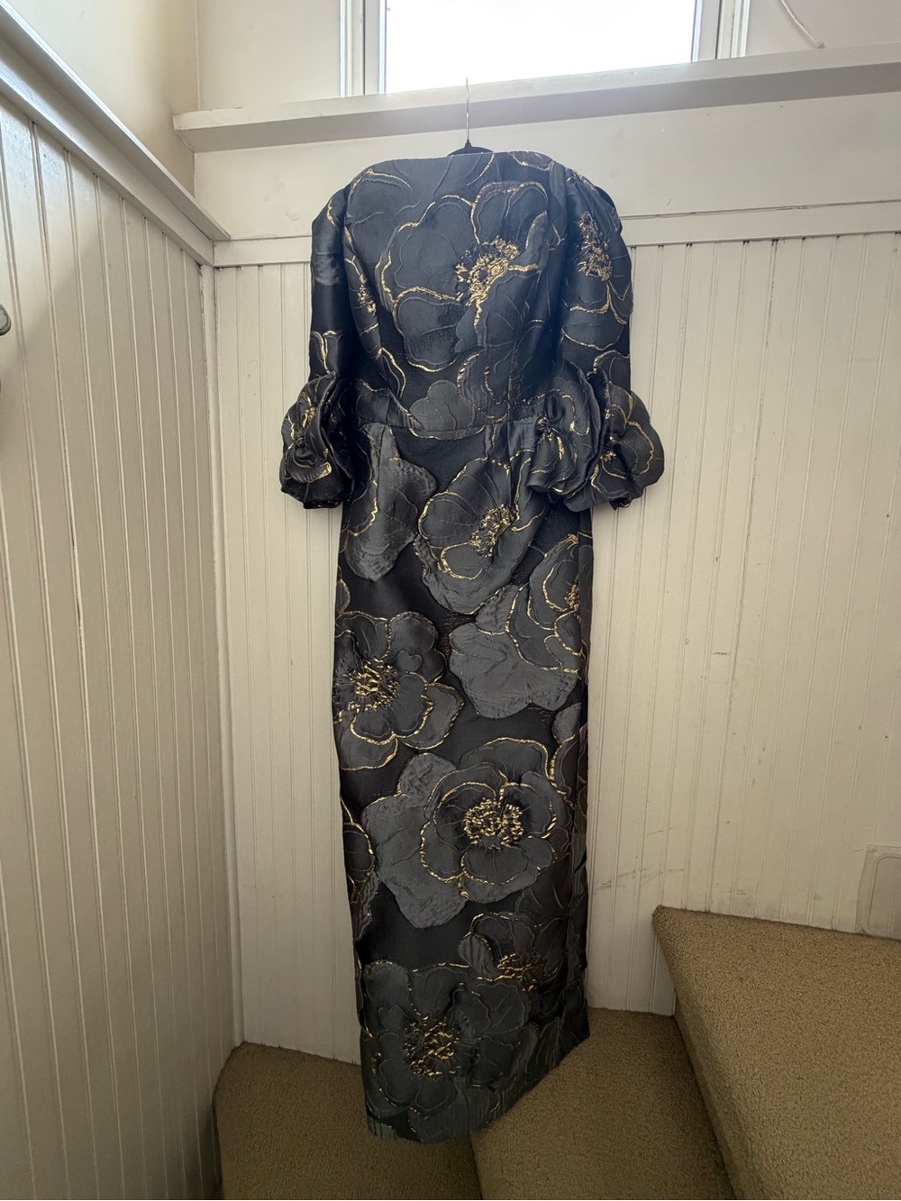 Pewter and Gold Floral Evening Dress mother of the bride/groom